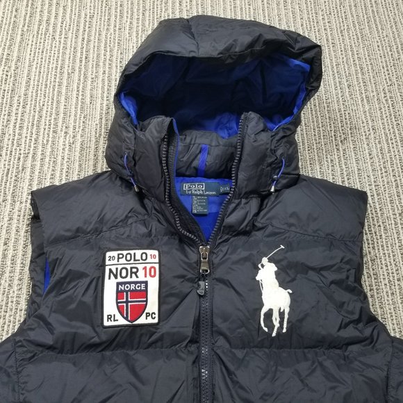 POLO Ralph Lauren USA Down Hill Alpine Big Pony Ski Down Puffer Vest Hooded XL - Picture 2 of 8